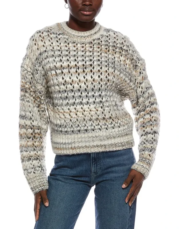 Fawn Open Stitch Stripe Wool & Alpaca-blend Pullover