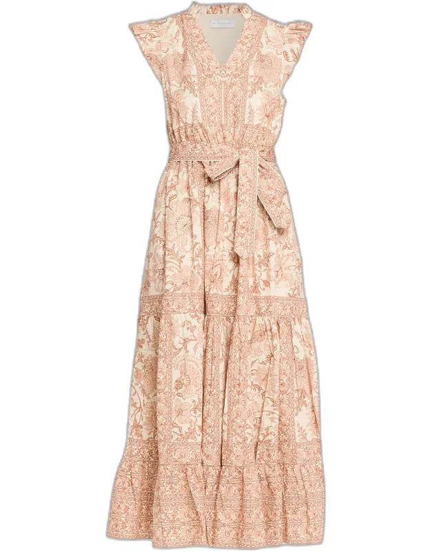 The Eden Tiered Floral-print Cotton Maxi Dress