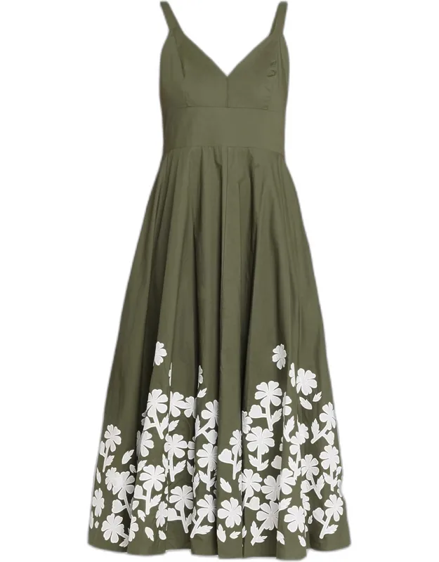 The Victoria Floral Applique Cotton Midi Dress