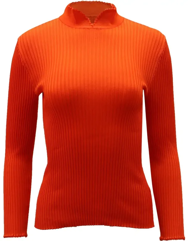 High Neck Ribbed Knit Top
