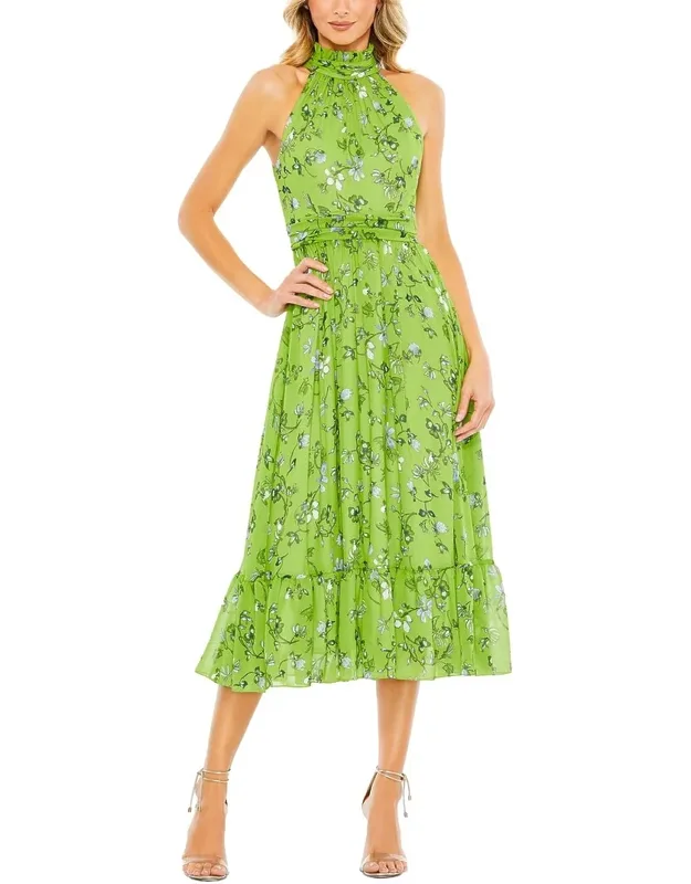 Floral Print Halter Neck A-line Dress