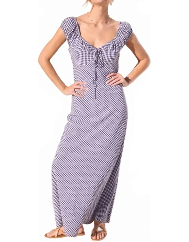 Gingham Maxi Dress With Front Tie