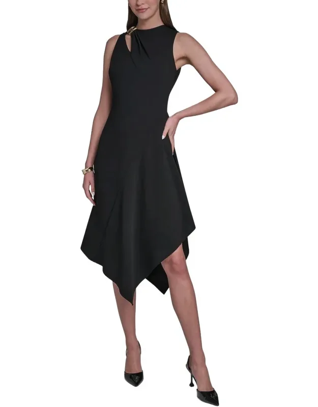 Asymmetrical Hem Midi Dress