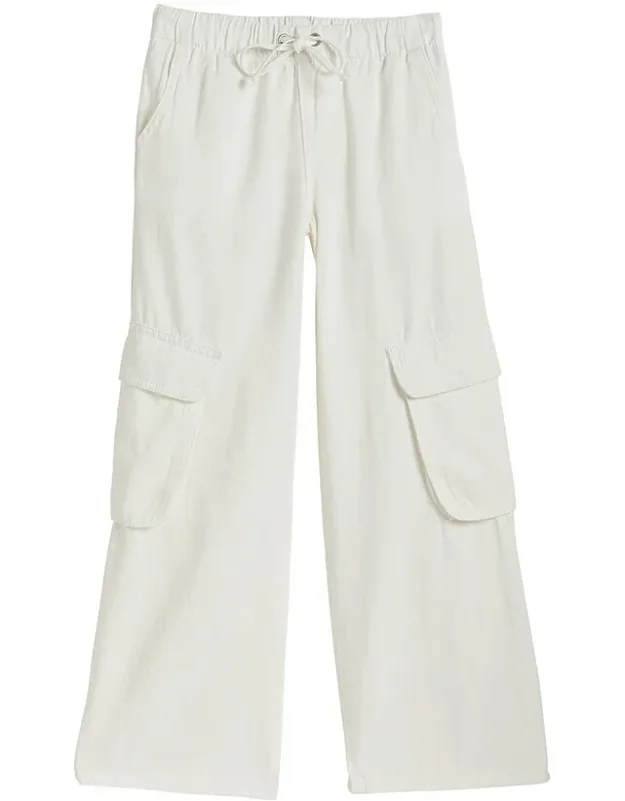 Cargo Pocket Pull-on Wide Leg Pants With Drawstring