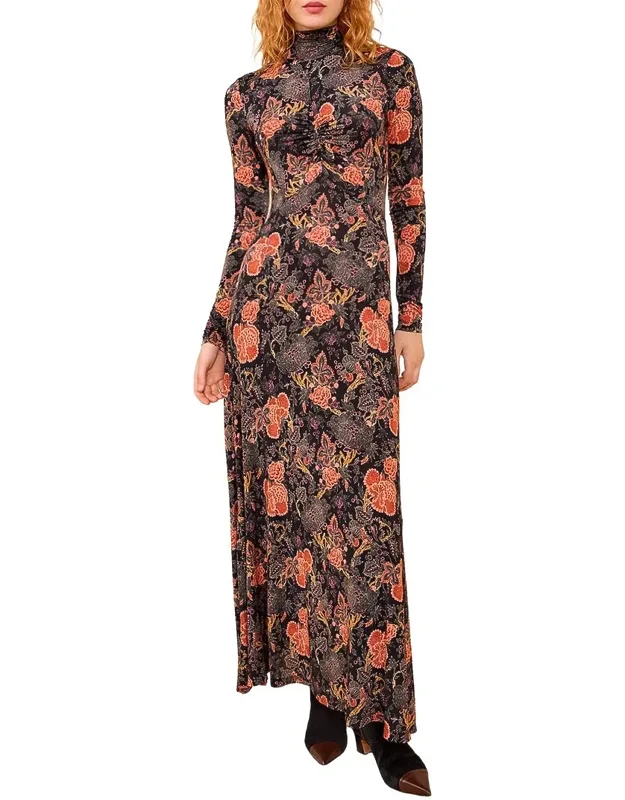 Koa Jersey Ruched Front Turtleneck Dress
