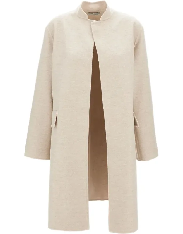 Unlined Cashmere Coat With Minimalist Open Front And Flap Pockets