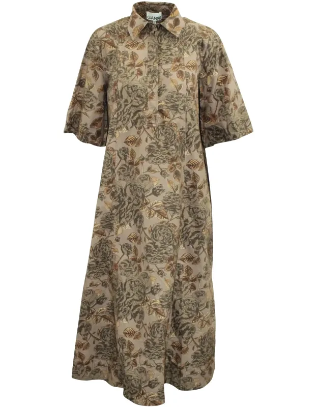 Floral Print Poplin Maxi Dress