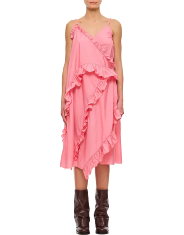 Asymmetrical Ruffle Midi Dress