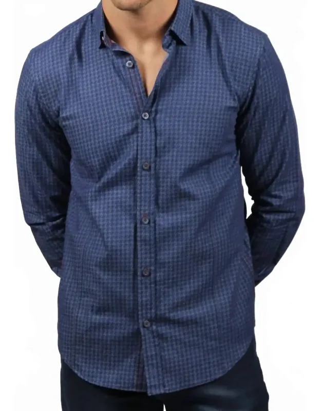 Pattern Denim Button Down Shirt