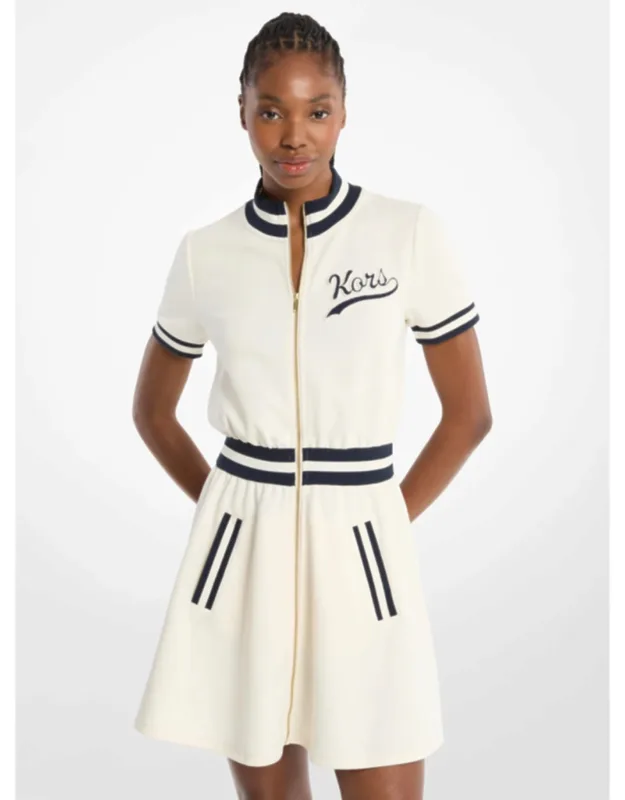 Cotton Blend Zip-up Mini Dress