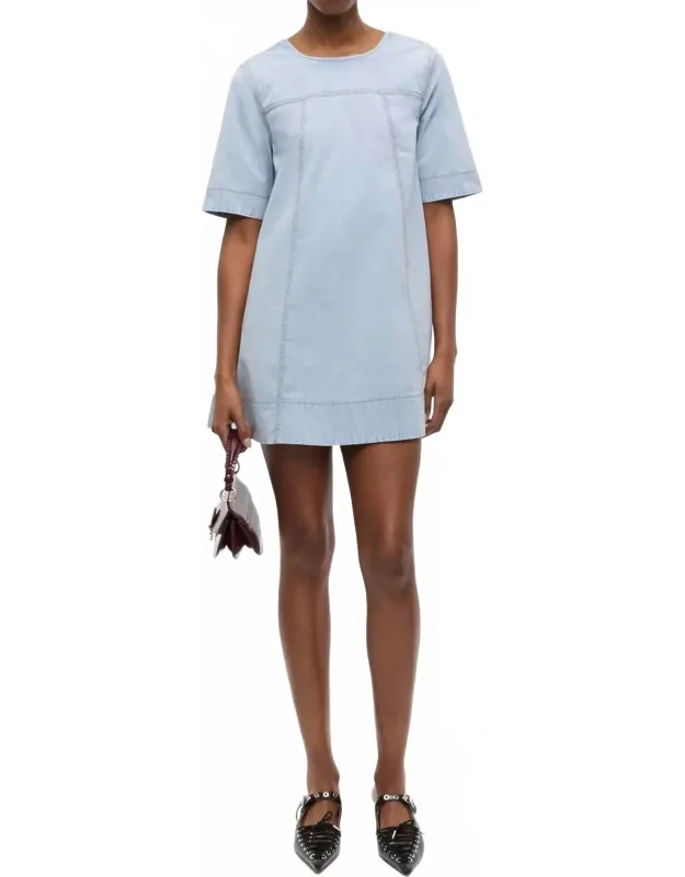 Washed Stretch Cotton A-line Mini Dress