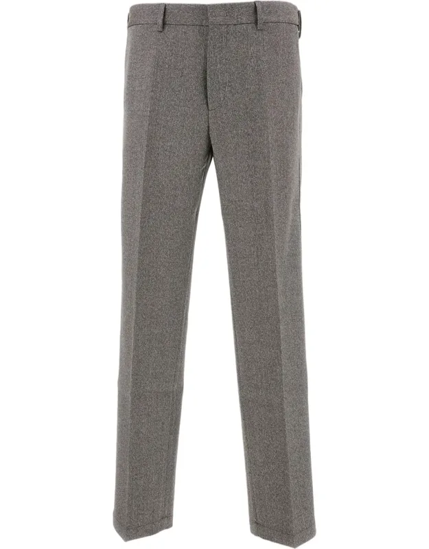 Straight-leg Wool Pants With Pressed Crease And Low Waist