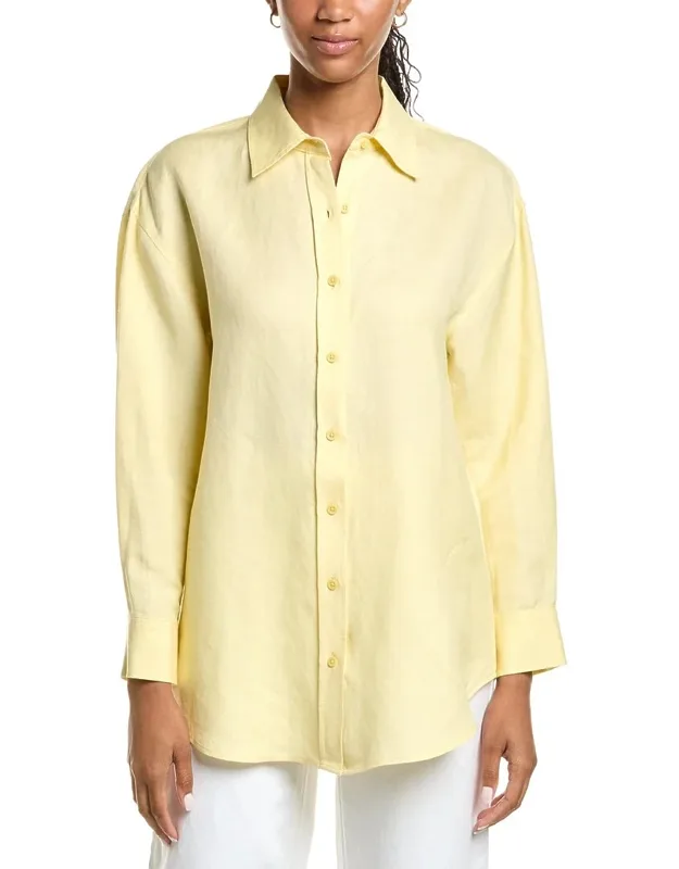 Drop Shoulder Linen-blend Shirt