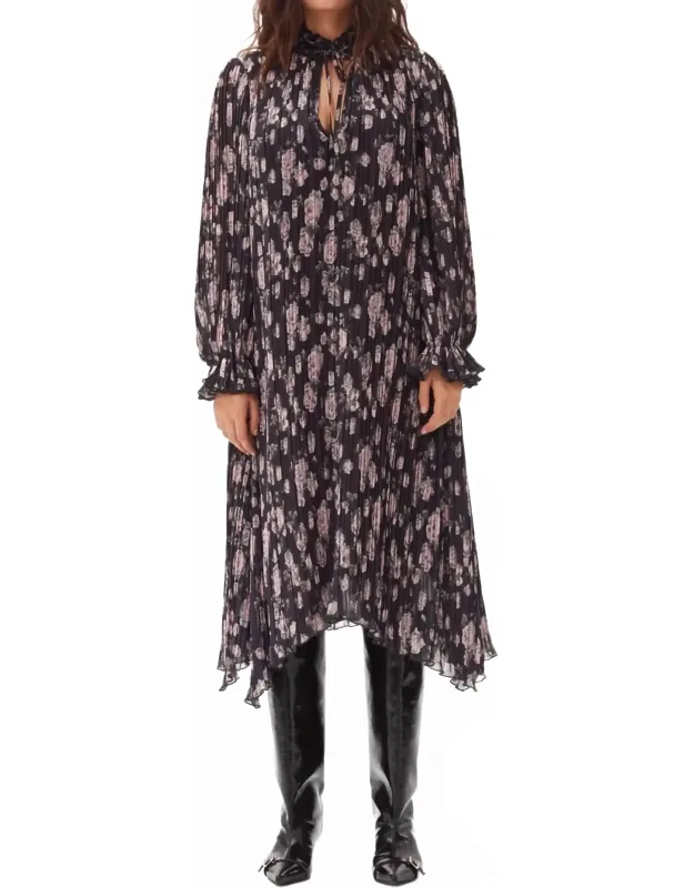 Pleated Georgette Midi Dress