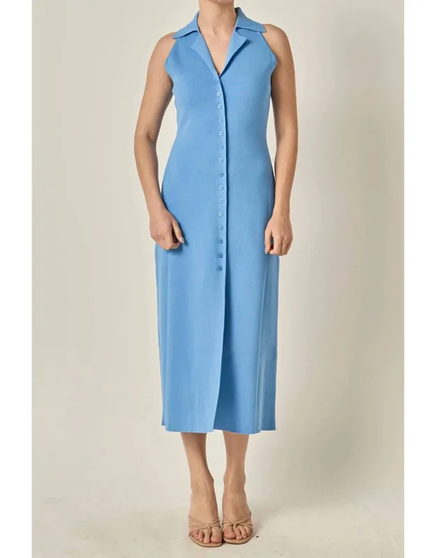 Knit Collared Midi Dress
