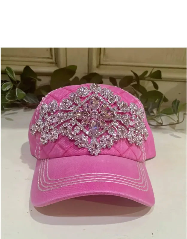 Diamond Bejeweled Quilted Bling Cap