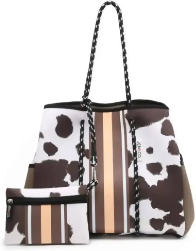Cow Print Neoprene Tote Bag