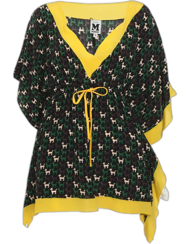 Multicolor Printed Crepe Drawstring Tunic Top