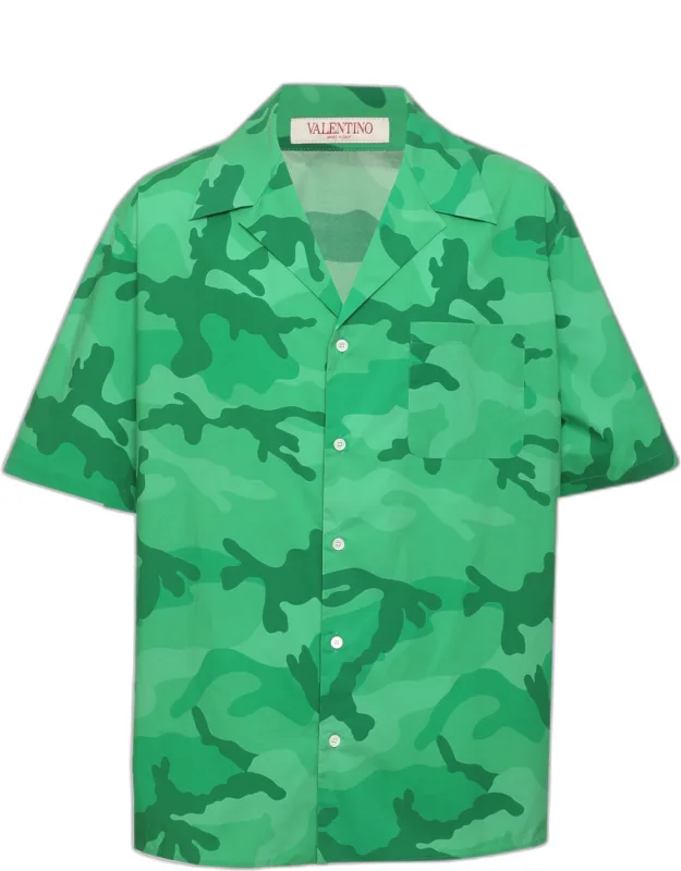 Camouflage Print Poplin Camp Shirt