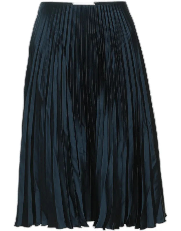 Pleated Satin Midi Dress