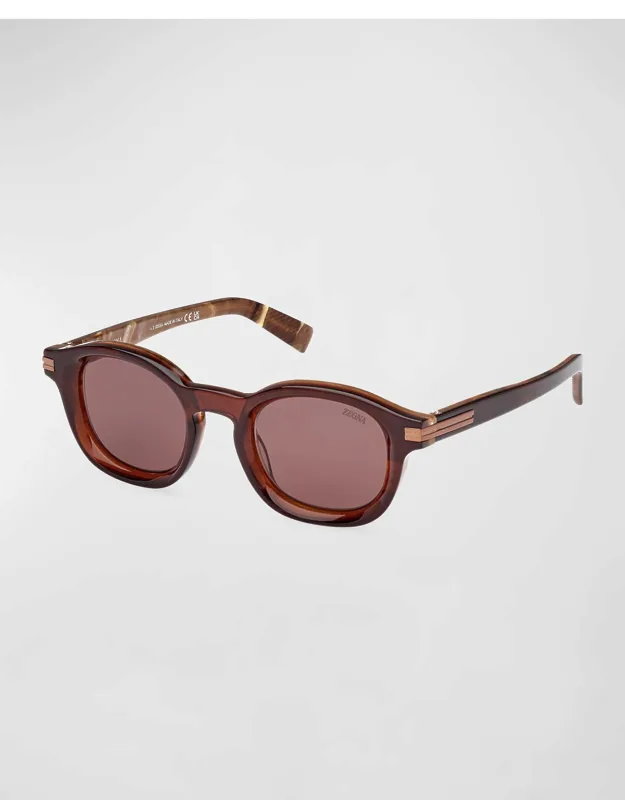 Aurora Acetate Round Sunglasses