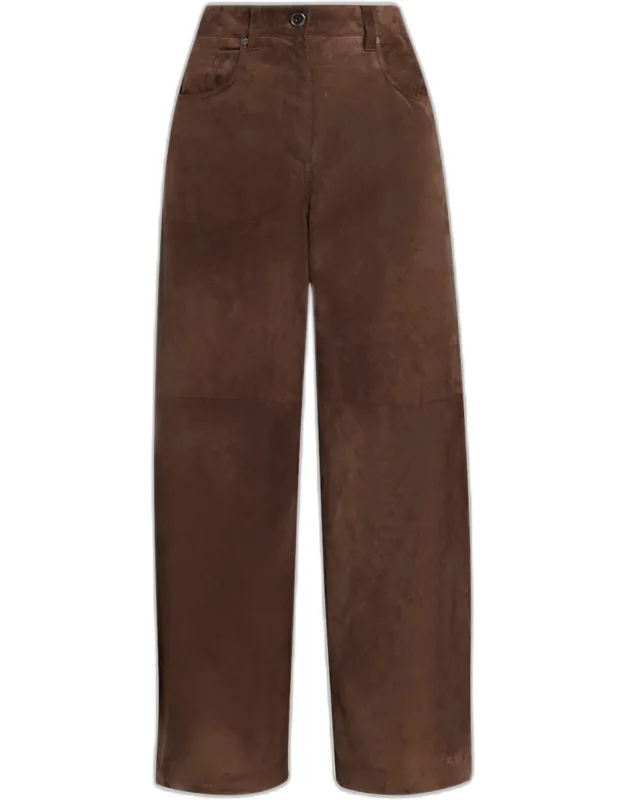 Suede Relaxed Wide-leg Pants