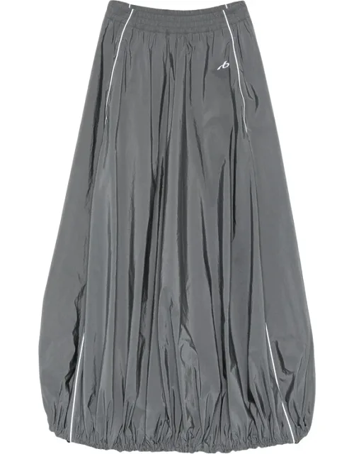 Side-stripe Balloon-hem Maxi Skirt