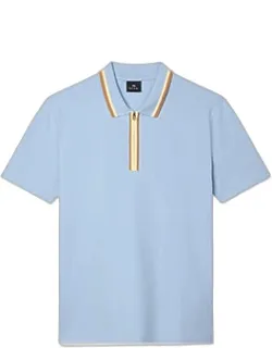 Contrast Tipping Zip Polo Shirt