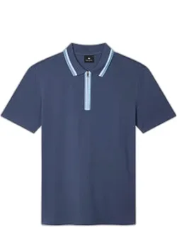 Contrast Tipping Zip Polo Shirt