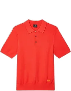 Textured Cotton Knitted Polo Shirt