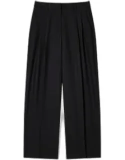 Wide-leg Slub-wool Trousers