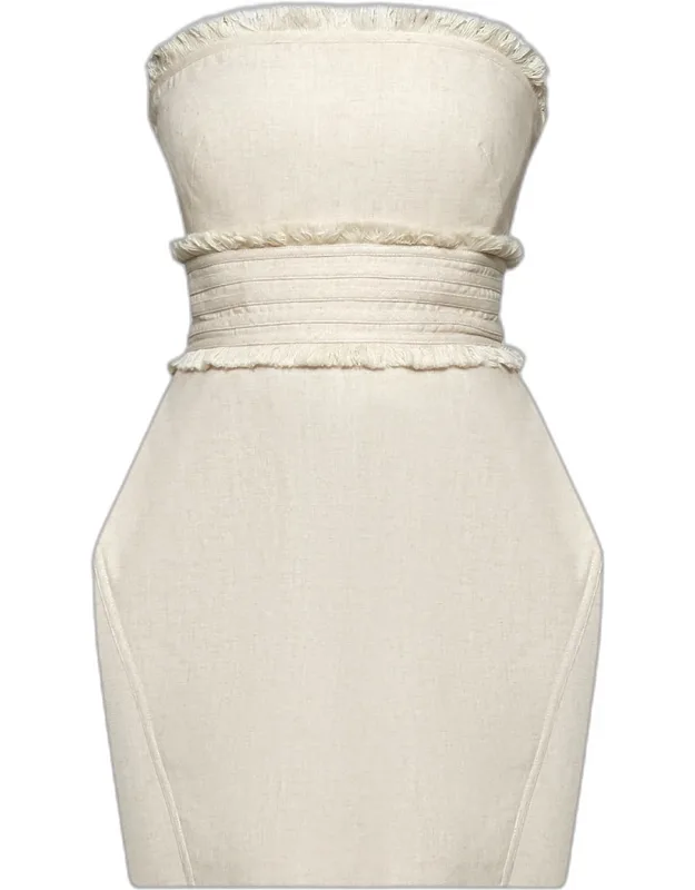 Strapless Fringe-trim Mini Dress