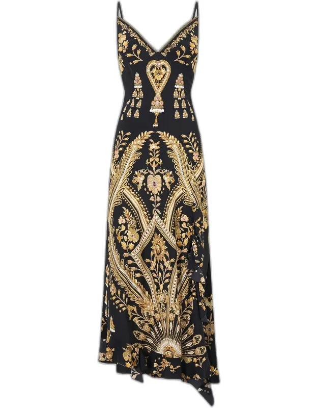 Taurus Rising Bias Slip Dress With Frill Hem