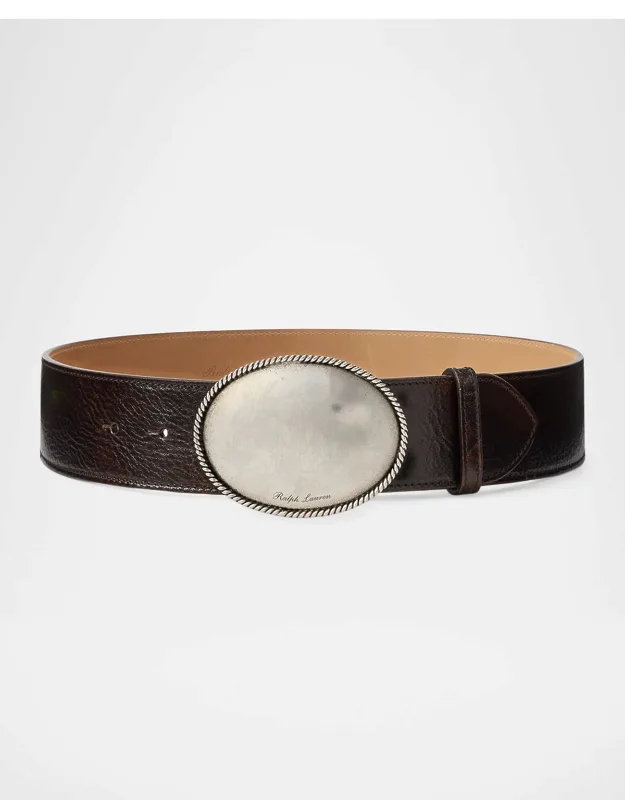 Plaque-buckle Calfskin Belt