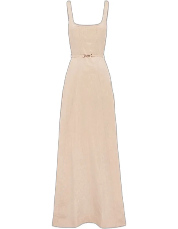 Belted Linen Maxi Dress