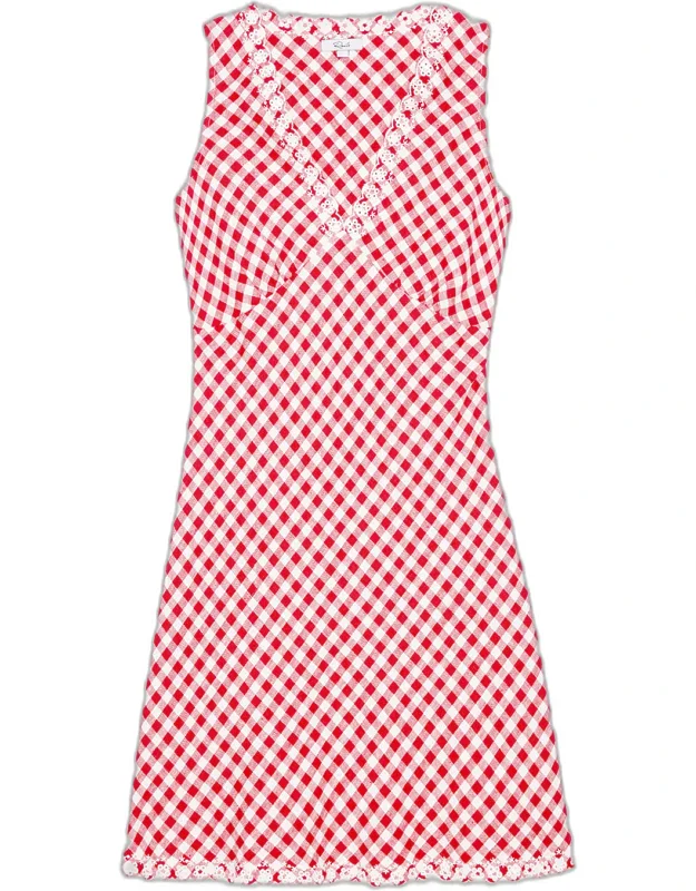 Gingham Eyelet Mini Dress