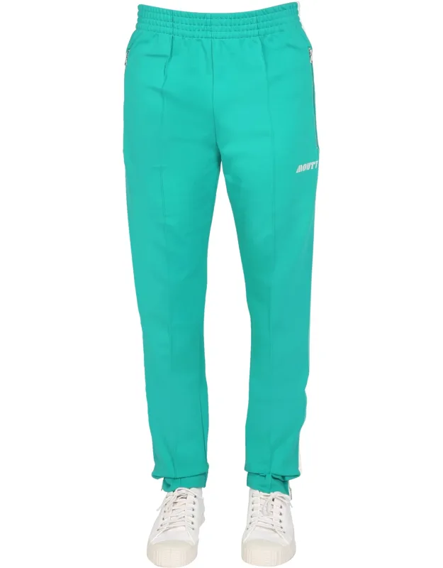Logo Embroidery Jogging Pants With Elastic Waistband And Zippered Pockets
