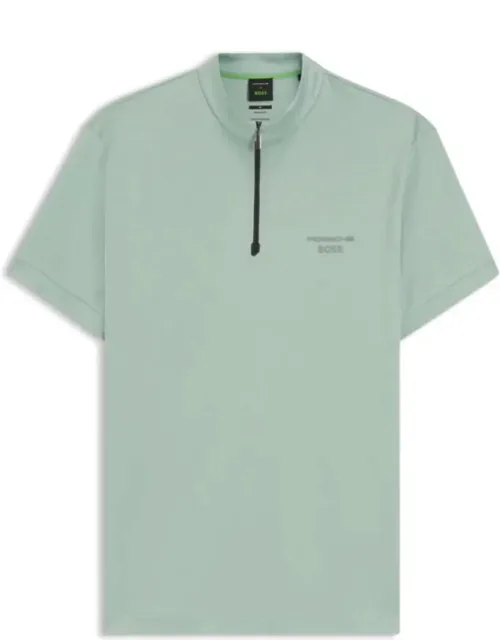 Polo Shirt With Zipper Neck In Cotton