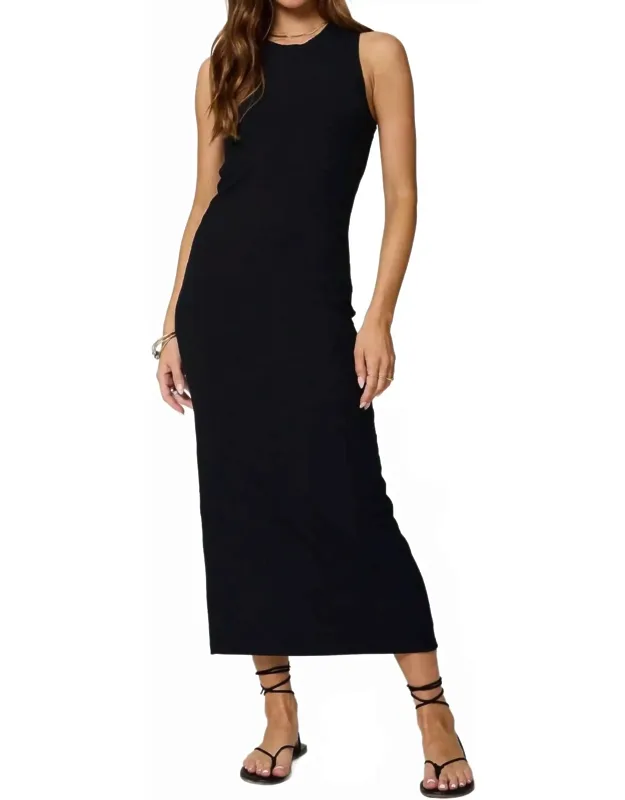 Wide Rib High Neck Maxi Dress