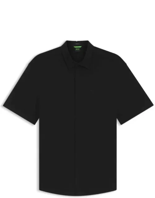 Regular-fit Shirt In Stretch-cotton Pique