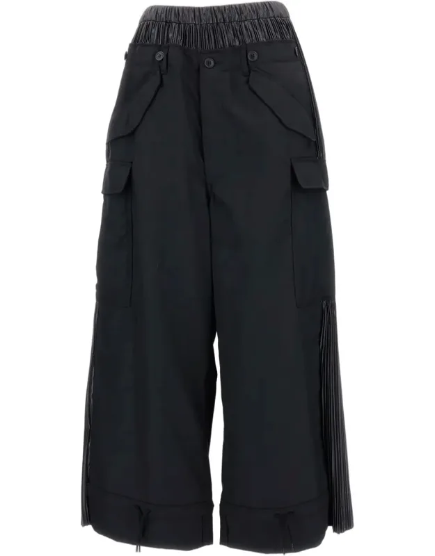 Baggy Cargo Trousers With Pleated Inserts And Flap Pockets