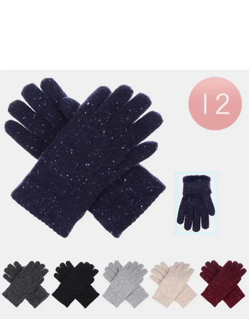 Faux Fur Glitter Knitted Gloves