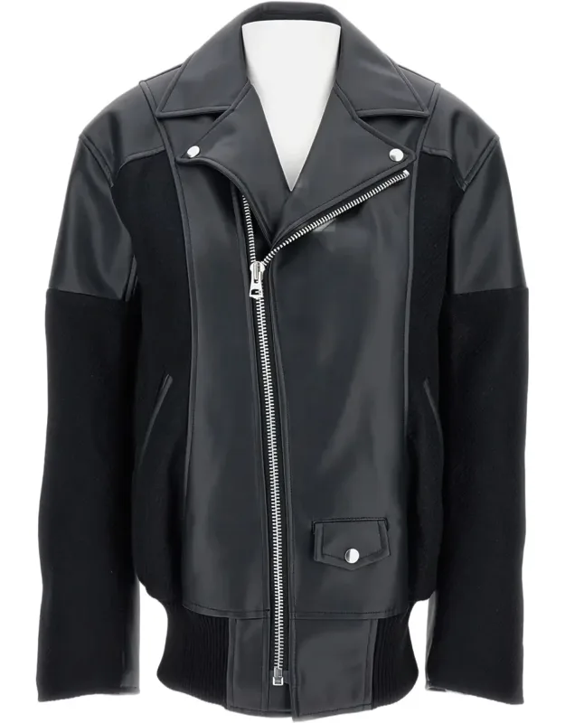 Contrast Panel Faux Leather Jacket