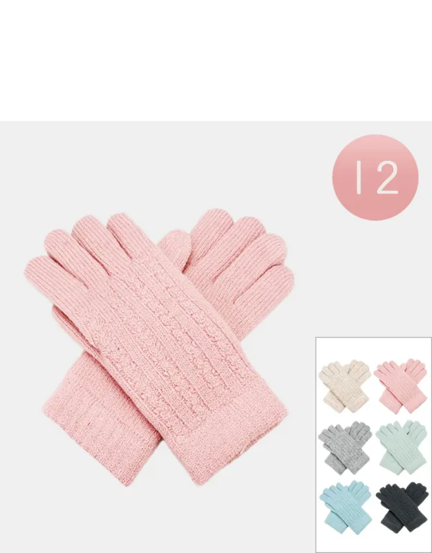 Cable Knit Fleece Lining Winter Gloves