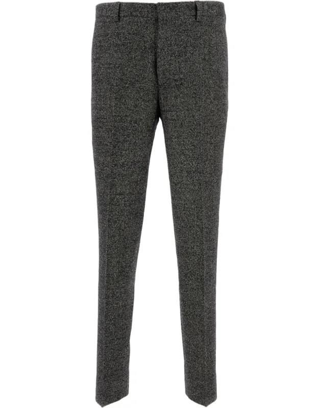 Tailored Wool Blend Trousers With Pleats