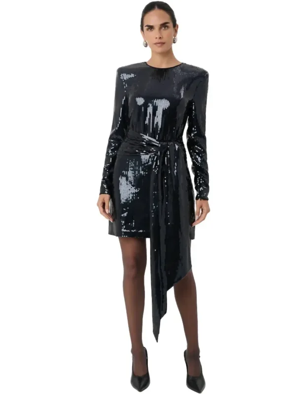 Sash Sequin Mini Dress