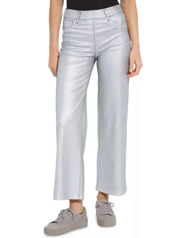 Metallic Coated Wide Leg Denim Jeans