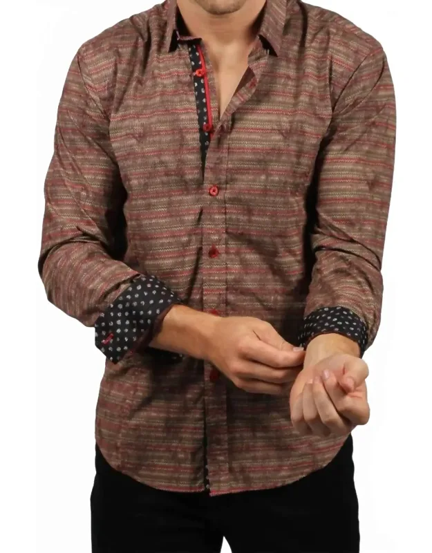 Knit Style With Contrasting Trim Button Down Shirt