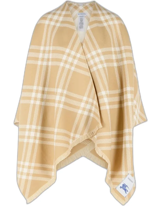 Check Tribar Wool And Silk Cape