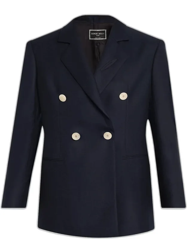 Flannel Cashmere Double-breasted Blazer
